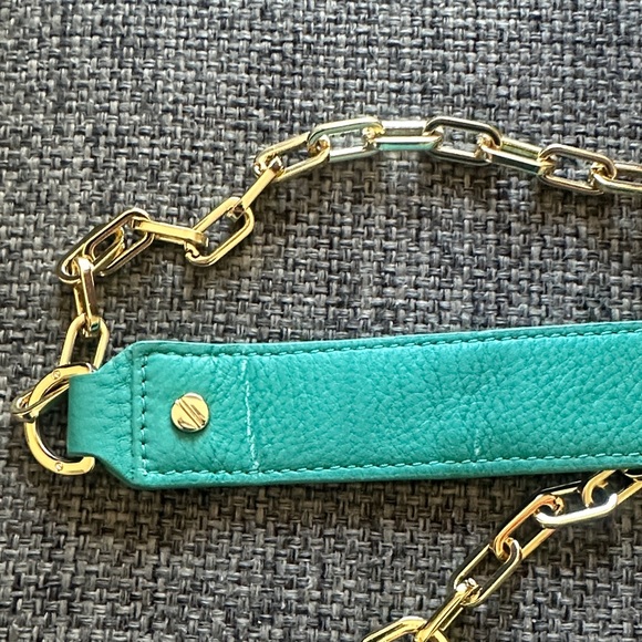 TORY BURCH Teal and Gold Leather Chain Shoulder Bag/Clutch - Picture 4 of 12